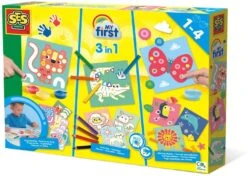 SES Creative My First 3 In 1 Finger Painting, Colouring Sticking Shapes