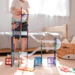 Connetix Magnetic Tiles 92 Piece Ball Run Pack -Hape Shop 92 Pc Ball Runconnetix 2