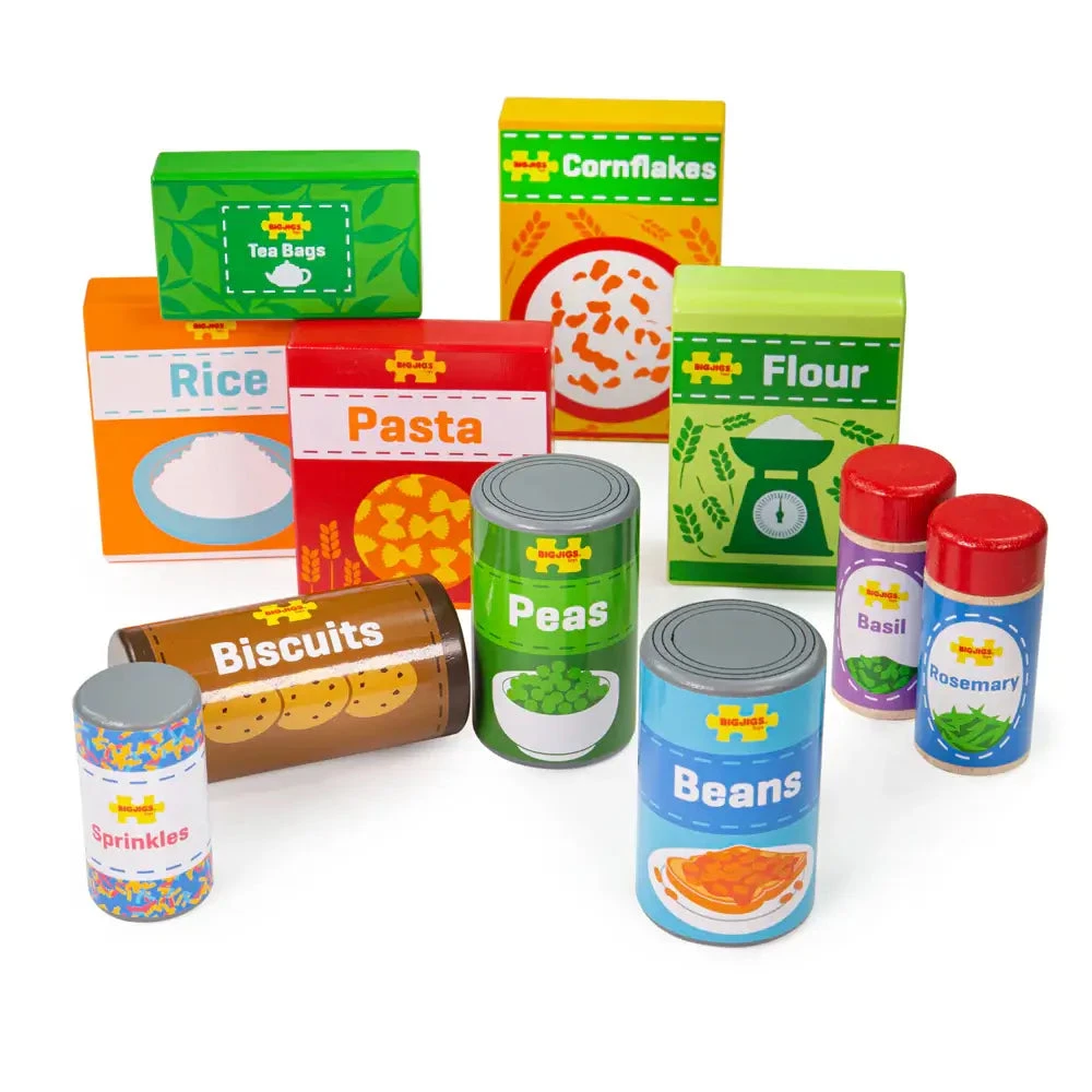 BIGJIGS Cupboard Groceries Wooden Play Food 1 BIGJIGS Cupboard Groceries Wooden Play Food