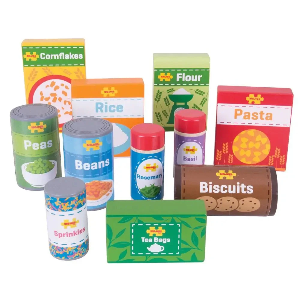 BIGJIGS Cupboard Groceries Wooden Play Food 2 BIGJIGS Cupboard Groceries Wooden Play Food - Image 2