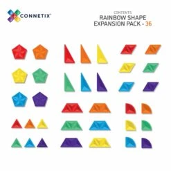 Connetix Rainbow Shape Expansion Pack 36 Piece -Hape Shop CT Box Contents RainbowExpansion 36 scaled 1