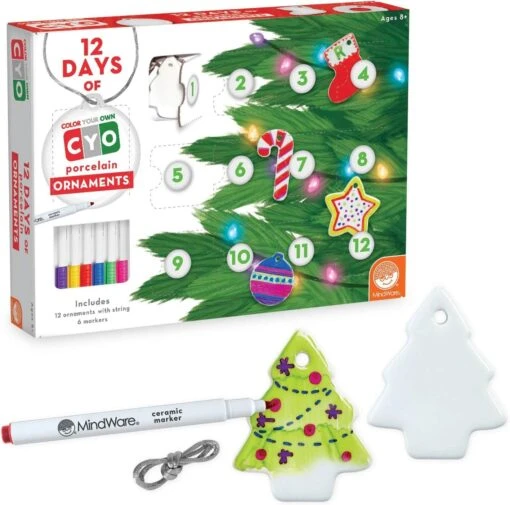 MindWare 12 Days Of Colour Your Own Christmas Ornaments