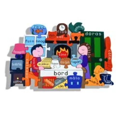 Wooden Sa Bhaile (At Home) Jigsaw As Gaeilge