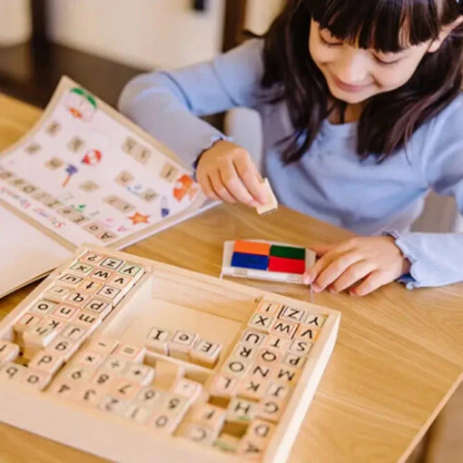 Melissa & Doug Deluxe Wooden Stamp Set ABC 123 - Image 2