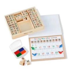 Melissa & Doug Deluxe Wooden Stamp Set ABC 123 -Hape Shop Wooden ABC Activity Stamp Set