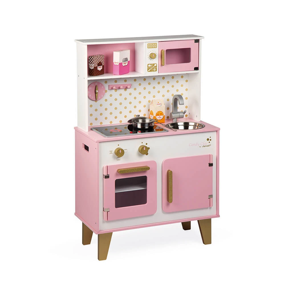 Janod - Candy Chic Big Wooden Kitchen - For Children From The Age Of 3 1 Janod - Candy Chic Big Wooden Kitchen - For Children From The Age Of 3