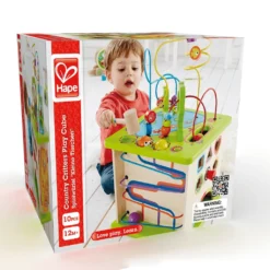 Country Critters Wooden Activity Play Cube By Hape -Hape Shop countrycrittersactivitycube