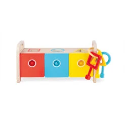 Janod ESSENTIEL - SHAPE SORTER BOX WITH KEYS -Hape Shop essentiel shape sorter box with keys janod 1