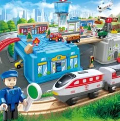 Hape Super Cityscape Transport Bucket Set -Hape Shop hape super cityscape transport bucket set wooden toy train set 3