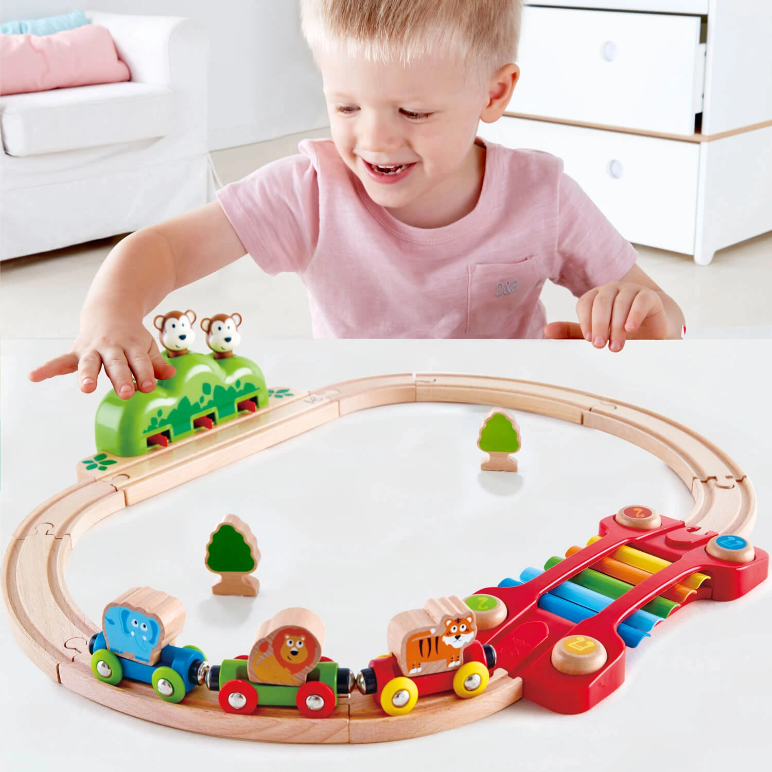 Hape Music And Monkeys Toddler Railway Train 2 Hape Music And Monkeys Toddler Railway Train - Image 2