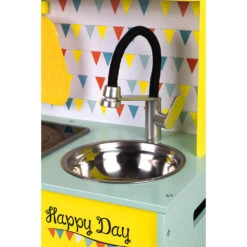 Janod - Big Kids Wooden Kitchen - Happy Day - Pretend Play Toy Kitchen - Age 3 + -Hape Shop happy day big cooker wood 2