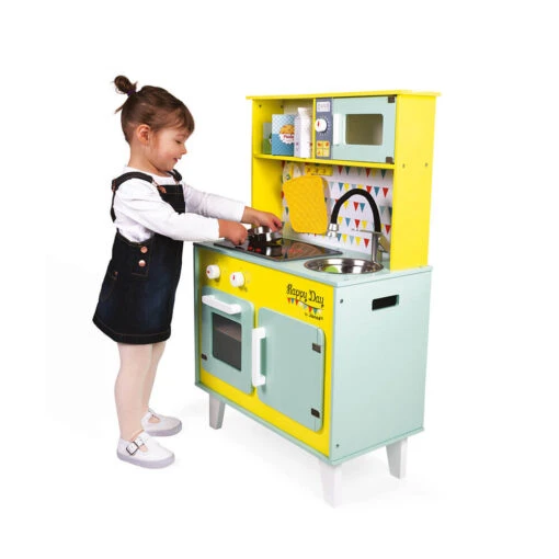 Janod - Big Kids Wooden Kitchen - Happy Day - Pretend Play Toy Kitchen - Age 3 + - Image 9