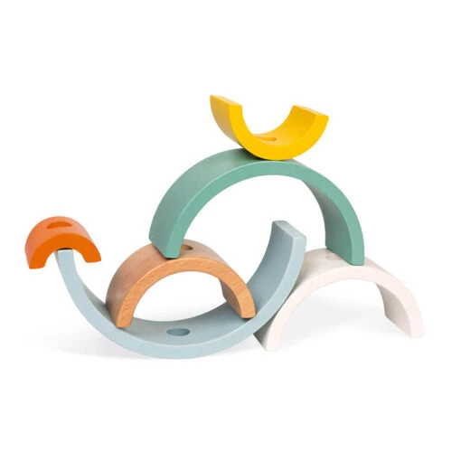 Janod Rainbow Turtle Stacking Arches And Pull Along Toy - Image 3