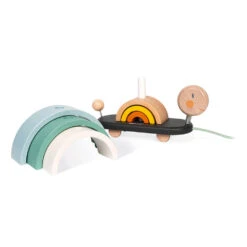 Janod Rainbow Turtle Stacking Arches And Pull Along Toy -Hape Shop sweet cocoon rainbow turtle 6 1