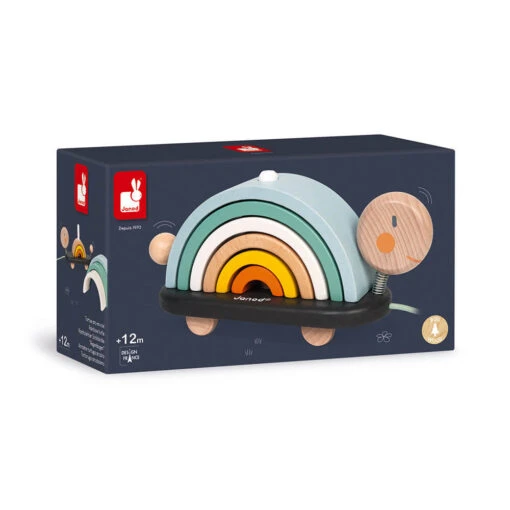 Janod Rainbow Turtle Stacking Arches And Pull Along Toy - Image 7