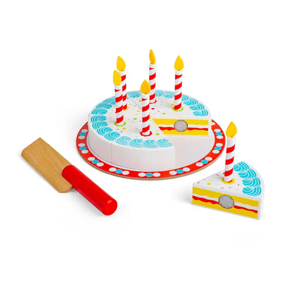 BIGJIGS Birthday Cake Wooden Play Food 1 BIGJIGS Birthday Cake Wooden Play Food